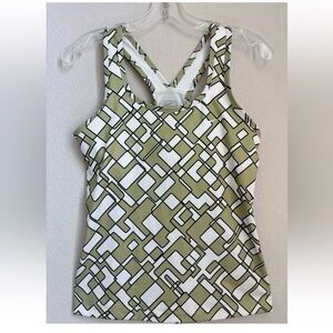 Nike Ladies Dri Fit Performance Racerback Tank Geometric Print Green Size Small